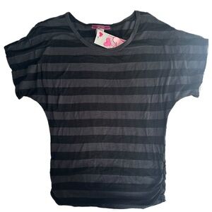 NWT black and grey women’s striped tshirt large